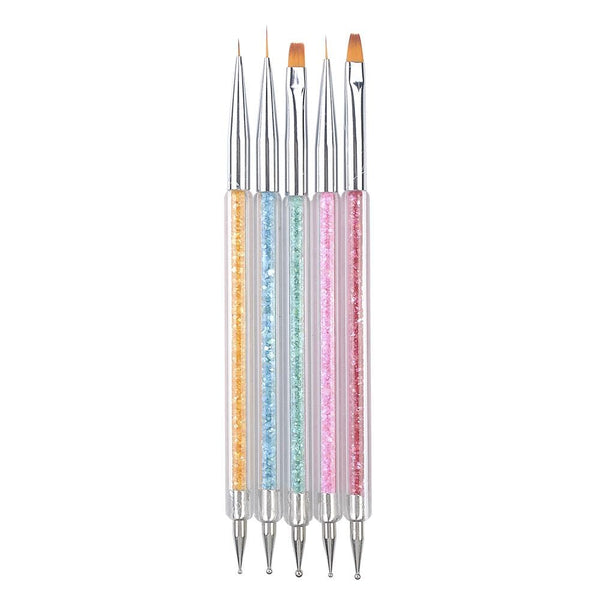 Planet Gates 5 Pcs/Sets Nail Art Pen 2 In 1 Double Ends Dotting Drawing Painting UV Gel Liner Polish Brush Set Nail Art Dotting Tools