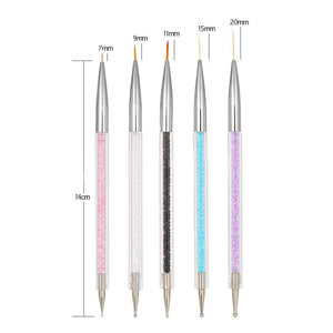 Planet Gates 5 Pcs/Sets Nail Art Pen 2 In 1 Double Ends Dotting Drawing Painting UV Gel Liner Polish Brush Set Nail Art Dotting Tools
