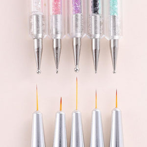 Planet Gates 5 Pcs/Sets Nail Art Pen 2 In 1 Double Ends Dotting Drawing Painting UV Gel Liner Polish Brush Set Nail Art Dotting Tools