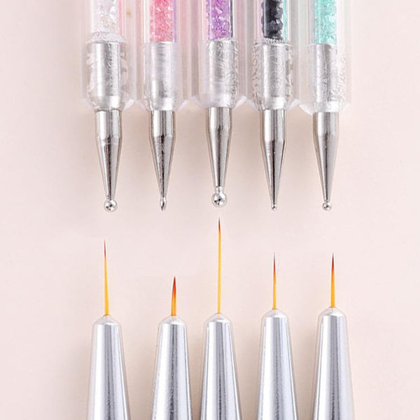 Planet Gates 5 Pcs/Sets Nail Art Pen 2 In 1 Double Ends Dotting Drawing Painting UV Gel Liner Polish Brush Set Nail Art Dotting Tools