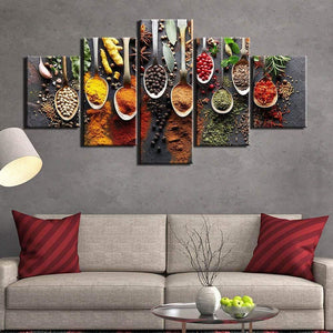 5 piece kitchen food canvas painting food Picture wall picture 5 panels spices living room wall art wall pictures F2381