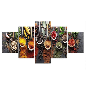 5 piece kitchen food canvas painting food Picture wall picture 5 panels spices living room wall art wall pictures F2381