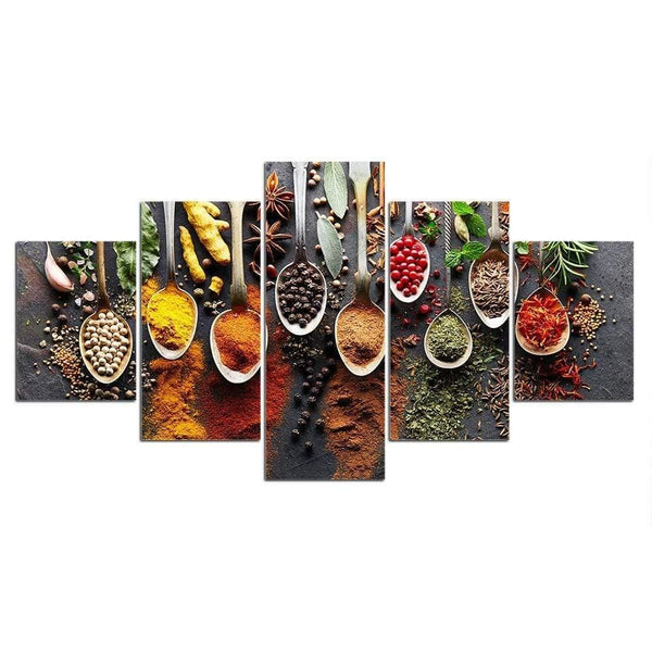 5 piece kitchen food canvas painting food Picture wall picture 5 panels spices living room wall art wall pictures F2381