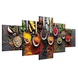 5 piece kitchen food canvas painting food Picture wall picture 5 panels spices living room wall art wall pictures F2381