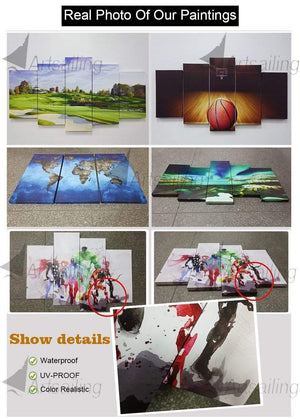 5 Piece Painting wall art red tree red chair landscape Canvas art decor wall pictures XA2418C