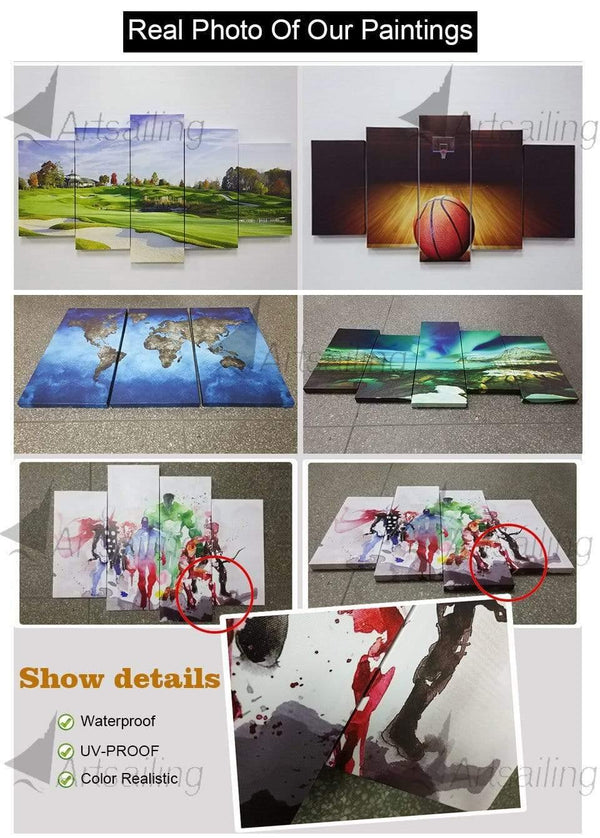 5 Piece Painting wall art red tree red chair landscape Canvas art decor wall pictures XA2418C