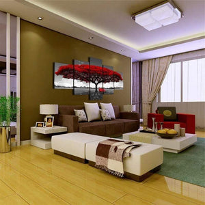 5 Piece Painting wall art red tree red chair landscape Canvas art decor wall pictures XA2418C