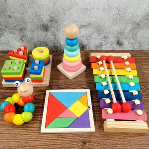 Planet Gates 5-piece set 2 Montessori Wooden 3D Educational Toys Children Learn Baby Color Wooden Children Early Teach Christmas Gifts Puzzle Toys