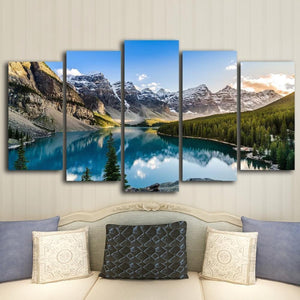 Planet Gates 5 Pieces Modern Canvas Moraine Lake And Mountain Painting Wall Art The Picture For Home DecorationGiclee Artwork For Wall Decor