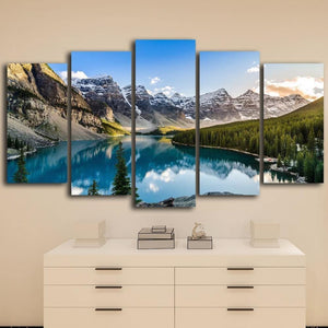 Planet Gates 5 Pieces Modern Canvas Moraine Lake And Mountain Painting Wall Art The Picture For Home DecorationGiclee Artwork For Wall Decor