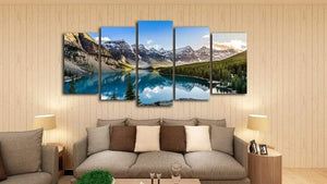 Planet Gates 5 Pieces Modern Canvas Moraine Lake And Mountain Painting Wall Art The Picture For Home DecorationGiclee Artwork For Wall Decor
