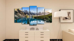 Planet Gates 5 Pieces Modern Canvas Moraine Lake And Mountain Painting Wall Art The Picture For Home DecorationGiclee Artwork For Wall Decor