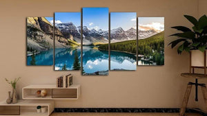 Planet Gates 5 Pieces Modern Canvas Moraine Lake And Mountain Painting Wall Art The Picture For Home DecorationGiclee Artwork For Wall Decor