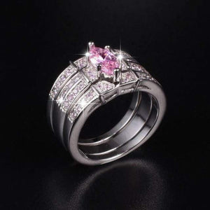 Planet Gates 5 / Pink 925 Silver Black gold Gemstone Rings Finger Lady Marquise Cut white Diamond cz Cocktail Rings Wedding Bride jewelry for Women
