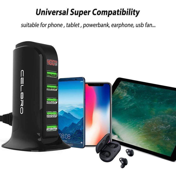 Planet Gates 5 Port Multi USB Charger HUB LED Display USB Charging Station Dock Universal Mobile Phone Desktop Wall Home Chargers EU US Plug