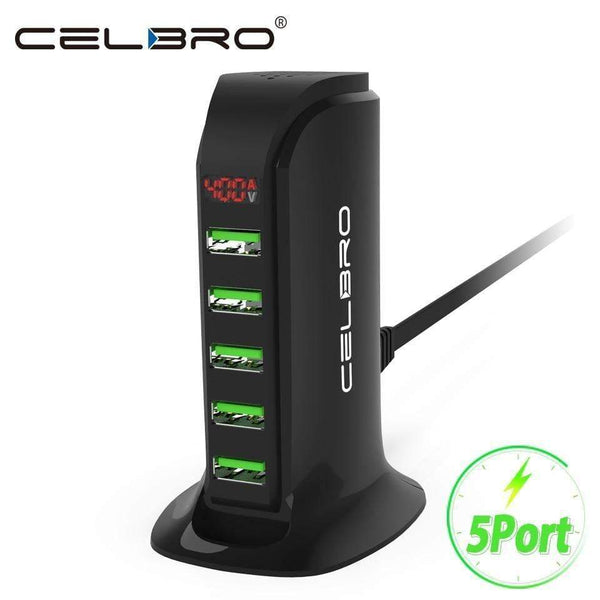 Planet Gates 5 Port Multi USB Charger HUB LED Display USB Charging Station Dock Universal Mobile Phone Desktop Wall Home Chargers EU US Plug