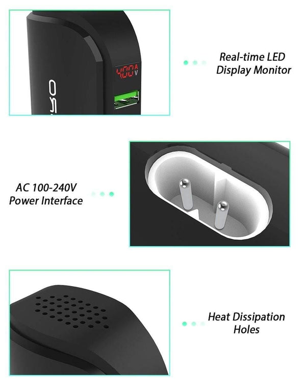 Planet Gates 5 Port Multi USB Charger HUB LED Display USB Charging Station Dock Universal Mobile Phone Desktop Wall Home Chargers EU US Plug