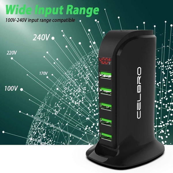 Planet Gates 5 Port Multi USB Charger HUB LED Display USB Charging Station Dock Universal Mobile Phone Desktop Wall Home Chargers EU US Plug