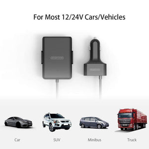Planet Gates 5 Ports USB  QC 3.0 Car Charger with 1.8m Extension Cable with Detachable Clip For Mobile Phone Tablet GPS Car-Charger
