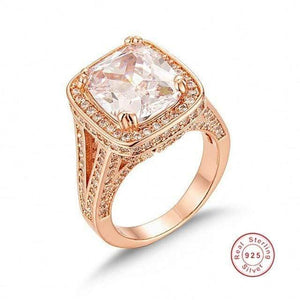 Planet Gates 5 / rose gold 925 Silver Ring finger Big pink Princess-cut 10ct Simulated Diamond Pave 192pcs cz Wedding Ring for Women  Jewelry