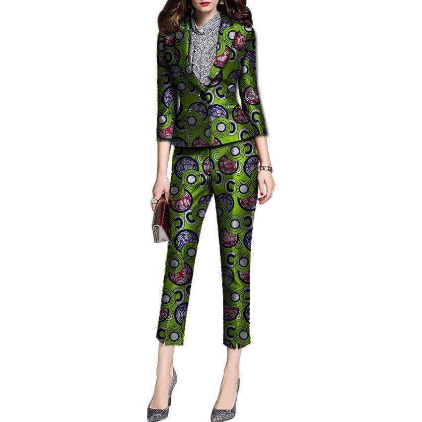 Planet Gates 5 / S African fashion women suit and calf-length trousers set ladie slim fit blazer+pant suits ladies dashiki clothes