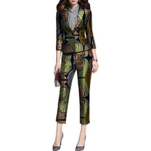 Planet Gates 5 / S African fashion women suit and calf-length trousers set ladie slim fit blazer+pant suits ladies dashiki clothes