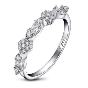 Planet Gates 5 / White 925 Sterling Silver Band Rings Women Engagement Simulated Diamond Wedding Silver Bridal Band Rings Jewelry