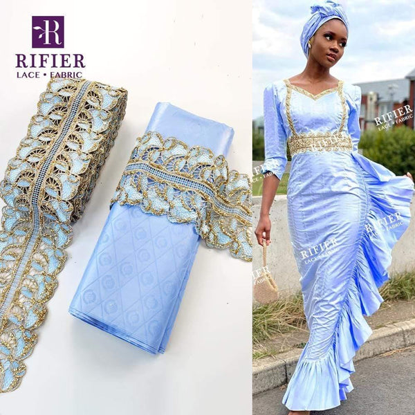 Planet Gates 5 Yards Embroidered Lace Ribbon Tape With 5 Yards Bazin Riche Getzner For African Women Daily Dresses Sewing Decoration Laces