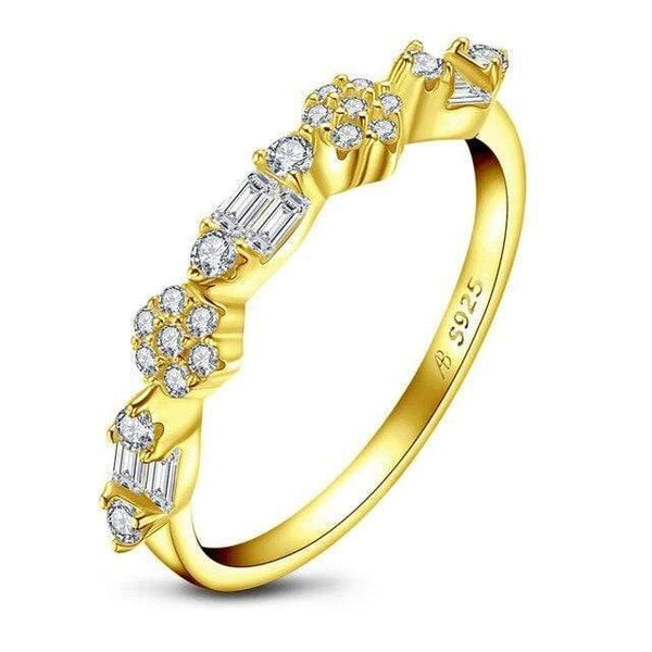 Planet Gates 5 / Yellow 925 Sterling Silver Band Rings Women Engagement Simulated Diamond Wedding Silver Bridal Band Rings Jewelry