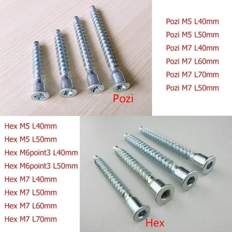 50/100/200/500/1000Pcs/Lot Hex or Pozi Drive Countersunk Head Furniture Confirmat Screws for Wood DIY Knock Down K/D