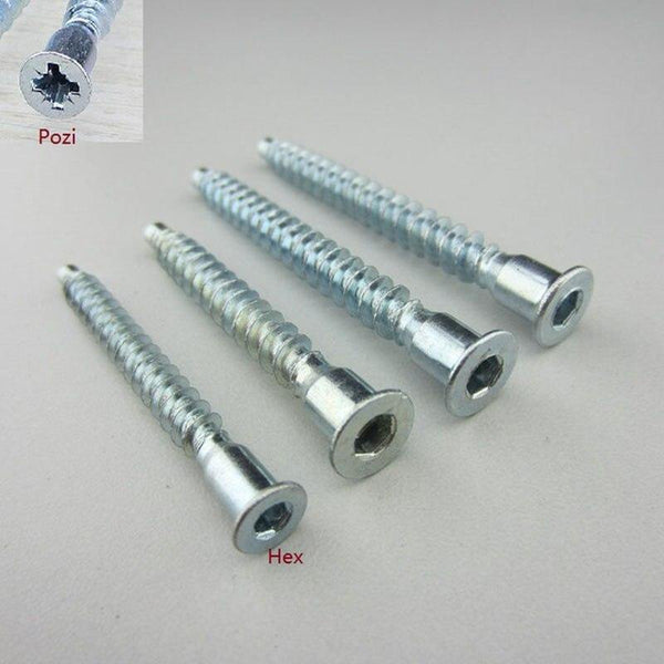 50/100/200/500/1000Pcs/Lot Hex or Pozi Drive Countersunk Head Furniture Confirmat Screws for Wood DIY Knock Down K/D