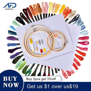 Planet Gates 50/100 Colors Skeins Embroidery Pen Needle Set Thread Punch Stitching Knitting Kit Women Mom DIY Sewing Accessories With Tweezer