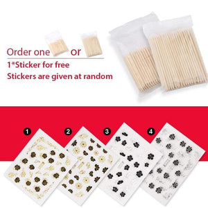 Planet Gates 50/100 Wooden Cuticle Pusher Remover Nail Art Design Orange Wood Sticks Rhinestones Dotting Removal Manicure Pedicure Care Tools