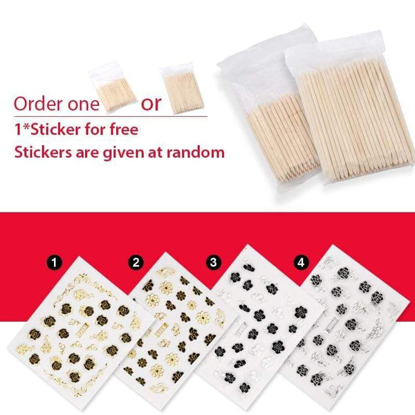 Planet Gates 50/100 Wooden Cuticle Pusher Remover Nail Art Design Orange Wood Sticks Rhinestones Dotting Removal Manicure Pedicure Care Tools