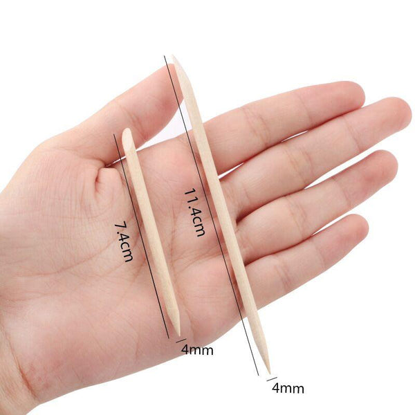 Planet Gates 50/100 Wooden Cuticle Pusher Remover Nail Art Design Orange Wood Sticks Rhinestones Dotting Removal Manicure Pedicure Care Tools