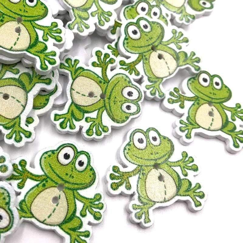 Planet Gates 50/100pc Mix Animals Frog Kid's/ Baby Wood Button DIY Craft Sewing 29mm WB403