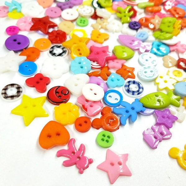 Planet Gates 50/120/200pcs Lots Mixed Styles Random 8MM-19MM Flatback Plastic Buttons Children's Garment Sewing Accessories DIY Scrapbooking