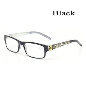 Planet Gates +50 / Black Reading glasses Spring Hinge Stylish Pattern Design Readers Men and Women Color eyewears Prresbyopia Glasses Diopter +50 to +600