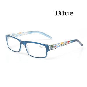 Planet Gates +50 / Blue Reading glasses Spring Hinge Stylish Pattern Design Readers Men and Women Color eyewears Prresbyopia Glasses Diopter +50 to +600