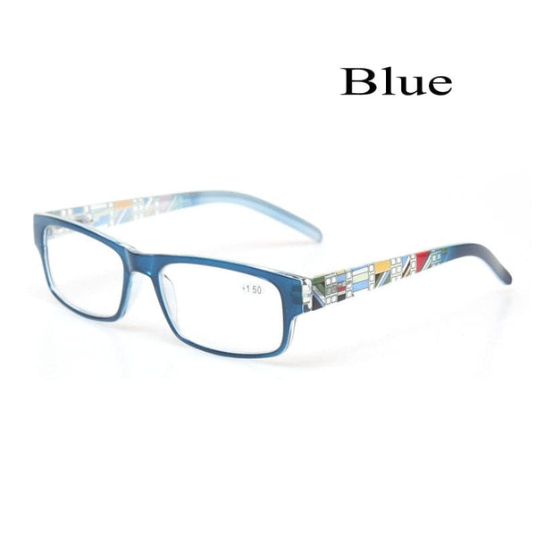 Planet Gates +50 / Blue Reading glasses Spring Hinge Stylish Pattern Design Readers Men and Women Color eyewears Prresbyopia Glasses Diopter +50 to +600