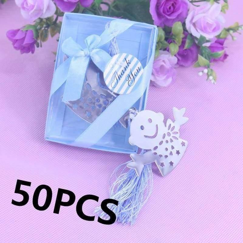 Planet Gates 50 Bulk Blue Pink Snowman Children Bookmark Bridal Baby Shower Giveaway Kids Party Souvenirs Wedding Favors and Gifts For Guest