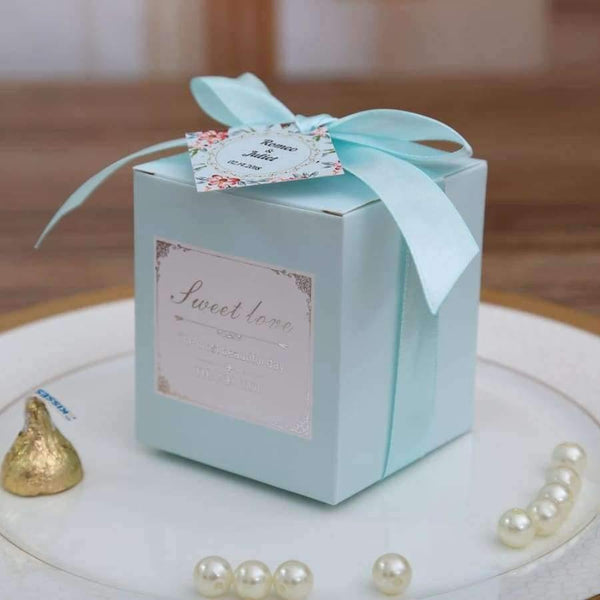 Planet Gates 50 pcs Free Shipping Pink/ Tiffany Blue Birthday Wedding Favor Candy Boxes Bridal Shower Party Paper Gift Box