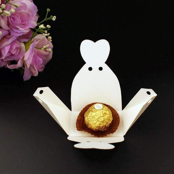 Planet Gates 50 Pcs Laser Cut Candy Boxes Bags Bridal Groom Gift Cases Tuxedo Dress Gown Candy Box Wedding Favors And Gifts With Ribbon