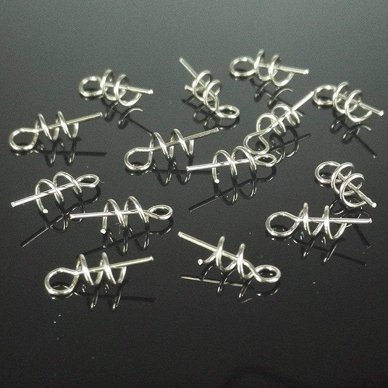 Planet Gates 50 pcs/lot Fishing Hook Centering Pins Spiral Fishing bait Steel Spring Crank Lock for Soft Lure Fishing Accessories Tackle