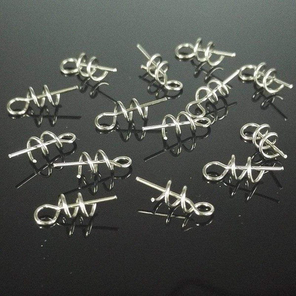 Planet Gates 50 pcs/lot Fishing Hook Centering Pins Spiral Fishing bait Steel Spring Crank Lock for Soft Lure Fishing Accessories Tackle