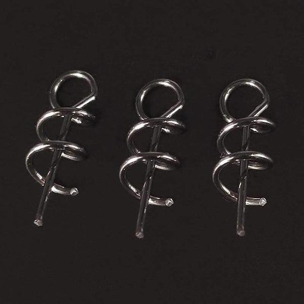 Planet Gates 50 pcs/lot Fishing Hook Centering Pins Spiral Fishing bait Steel Spring Crank Lock for Soft Lure Fishing Accessories Tackle
