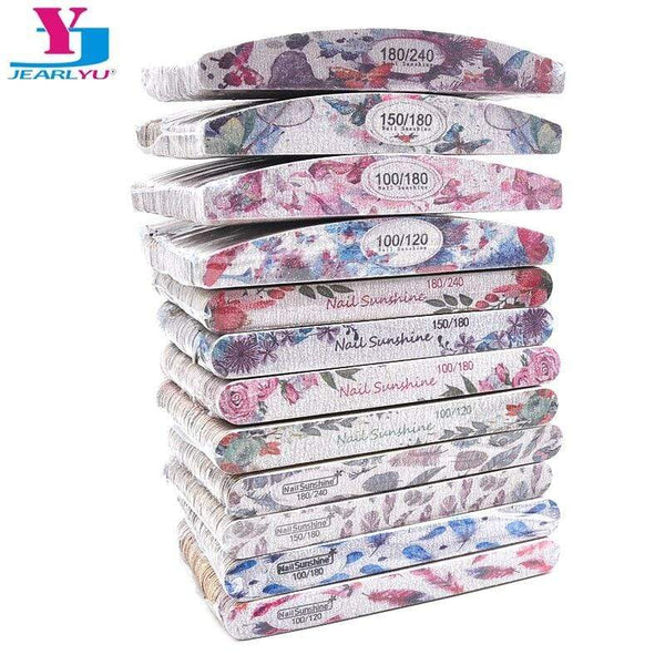 Planet Gates 50 Pcs/Lot Strong Wooden Nail Files Buffer Emery Board Edge Nails File 100/120/150/180/240 Accessory Salon Pedicure Tools