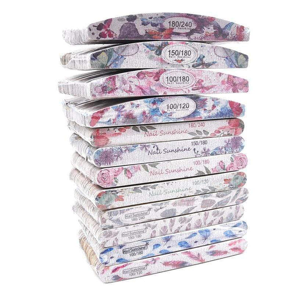 Planet Gates 50 Pcs/Lot Strong Wooden Nail Files Buffer Emery Board Edge Nails File 100/120/150/180/240 Accessory Salon Pedicure Tools