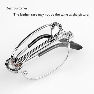 Planet Gates +50 / silver Zilead Portable Metal Foldable Reading Glasses Ultralight Men Business Presbyopia Glasses Eyewear With Random Case +0.5to+4.0