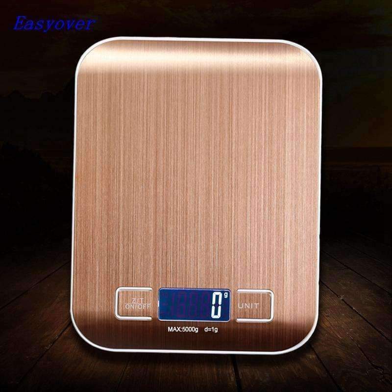 Planet Gates 5000g 1g Golden Digital Scale Cooking Measure Tool 5kg Stainless Steel Electronic Weight Scale LCD Display Kitchen Scale
